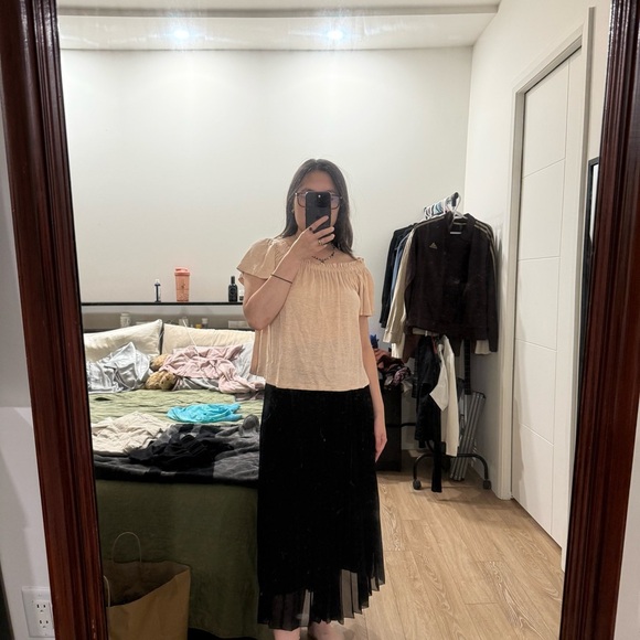 Bershka | women's small Black Maxi Pleated Skirt with elastic waist and lining - Picture 6 of 6